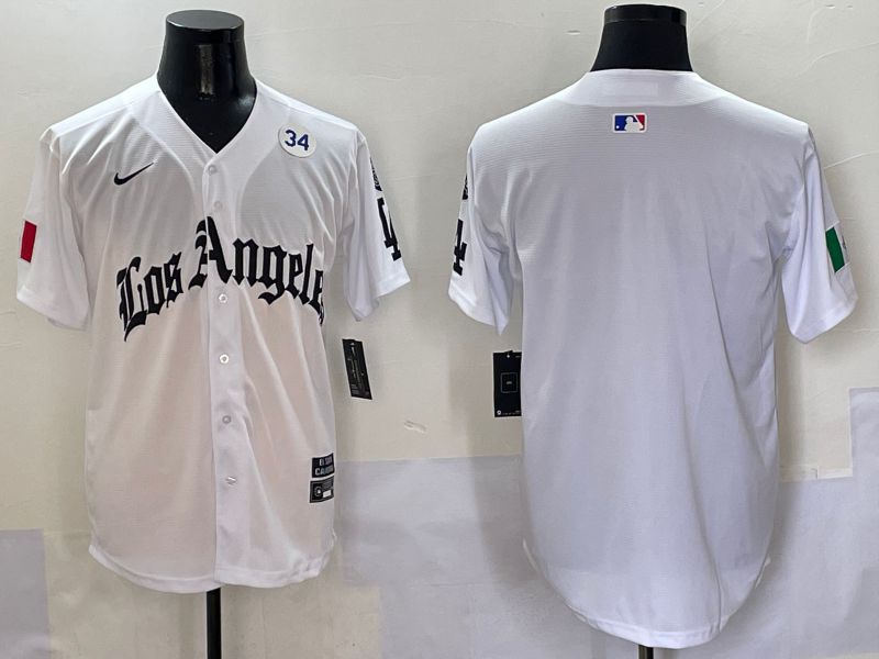 Men Los Angeles Dodgers Blank White Five generations Joint Name 2025 Nike MLB Jersey style 5